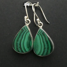 Load image into Gallery viewer, Malachite Earring | Teardrop Cabochons | Bezel Set | 925 Sterling Silver | Empower the Feminine | Detox | Empower | Crystal Heart Melbourne Australia since 1986