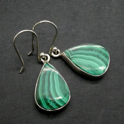 Malachite Earring | Teardrop Cabochons | Bezel Set | 925 Sterling Silver | Empower the Feminine | Detox | Empower | Crystal Heart Melbourne Australia since 1986
