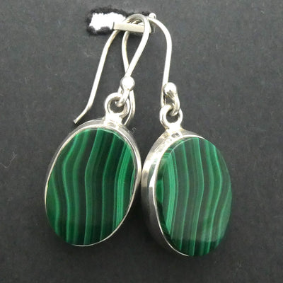Malachite Earring | Oval Cabochons | Bezel Set | 925 Sterling Silver | Empower the Feminine | Detox | Empower | Crystal Heart Melbourne Australia since 1986