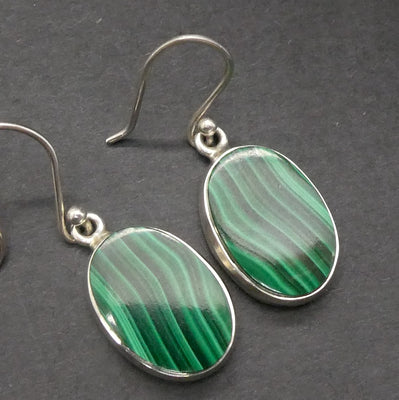 Malachite Earring | Oval Cabochons | Bezel Set | 925 Sterling Silver | Empower the Feminine | Detox | Empower | Crystal Heart Melbourne Australia since 1986