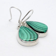 Load image into Gallery viewer, Malachite Earring | Teardrop Cabochons | Bezel Set | 925 Sterling Silver | Empower the Feminine | Detox | Empower | Crystal Heart Melbourne Australia since 1986