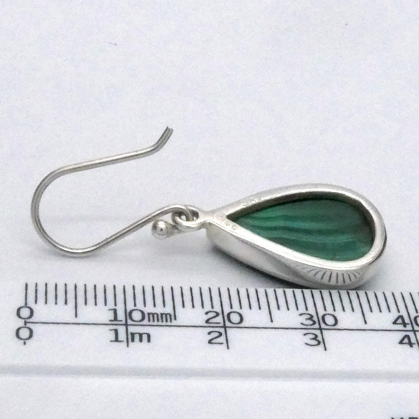 Malachite Earring | Teardrop Cabochons | Bezel Set | 925 Sterling Silver | Empower the Feminine | Detox | Empower | Crystal Heart Melbourne Australia since 1986