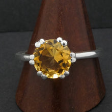 Load image into Gallery viewer, Citrine Ring | Faceted Round | 925 Sterling Silver | Prong Setting | US Size 8 or 10 |Positive Abundance Energy | Confidence | Crystal Heart  Australia 1986
