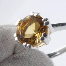 Load image into Gallery viewer, Citrine Ring | Faceted Round | 925 Sterling Silver | Prong Setting | US Size 8 or 10 |Positive Abundance Energy | Confidence | Crystal Heart  Australia 1986
