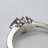 Amethyst Ring, Twin Hearts, Faceted AA Stones, 925 Sterling Silver