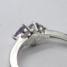 Load image into Gallery viewer, Amethyst Ring, Twin Hearts, Faceted AA Stones, 925 Sterling Silver
