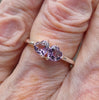 Amethyst Ring, Twin Hearts, Faceted AA Stones, 925 Sterling Silver