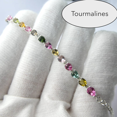 Tourmaline Bracelet | 20 faceted teardrops | Dainty Adjustable | Red Pink Yellow Gold | 925 Sterling Silver | Crystal Heart Melbourne Australia since 1986