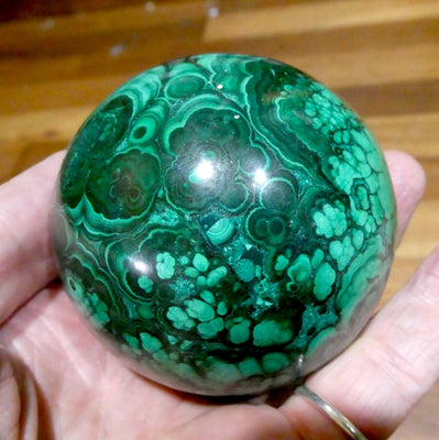 Malachite Sphere | Beautiful material from the Congo | Complex and fascinating swirls and rosettes | Genuine Gems from Crystal Heart Melbourne Australia since 1986
