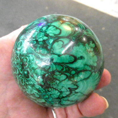 Malachite Sphere | Beautiful material from the Congo | Complex and fascinating swirls and rosettes | Genuine Gems from Crystal Heart Melbourne Australia since 1986
