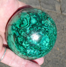 Load image into Gallery viewer, Malachite Sphere | Beautiful material from the Congo | Complex and fascinating swirls and rosettes | Genuine Gems from Crystal Heart Melbourne Australia since 1986
