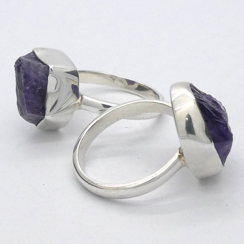 Amethyst Ring | Raw Uncut nugget | Gem Quality | 925 Silver | US Size 7 or 8 | Genuine Gems from Crystal Heart Melbourne Australia since 1986