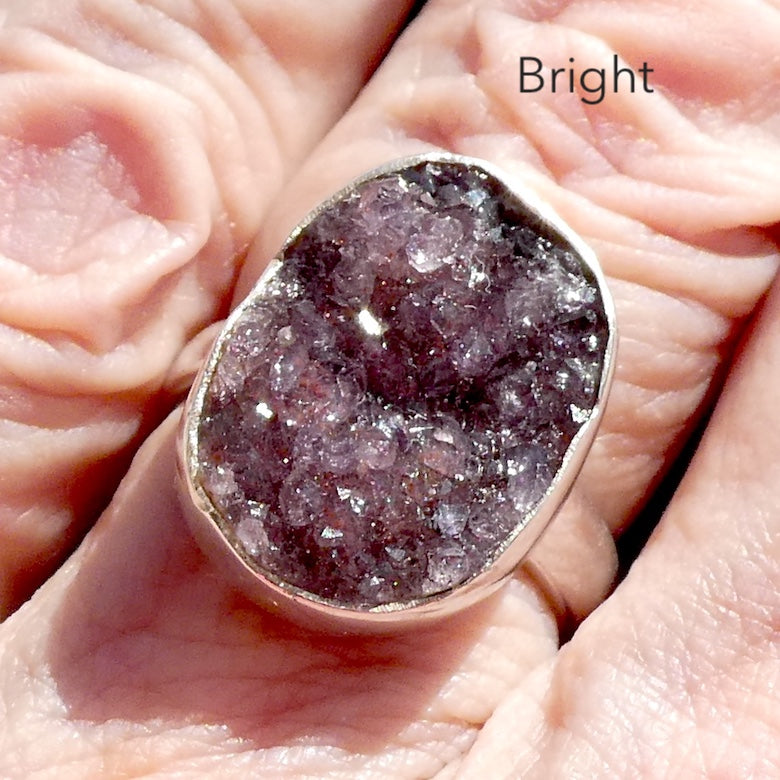 Amethyst Ring | Natural uncut cluster | Gem Quality | 925 Silver | US Size adjusts from 6.5 to 8  | Genuine Gems from Crystal Heart Melbourne Australia est 1986