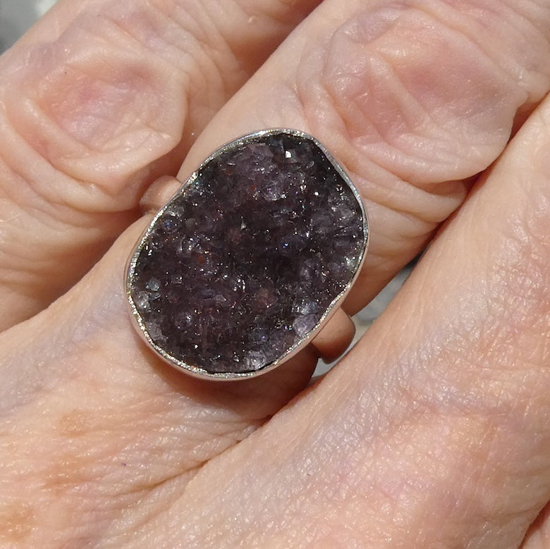 Amethyst Ring | Natural uncut cluster | Gem Quality | 925 Silver | US Size adjusts from 6.5 to 8  | Genuine Gems from Crystal Heart Melbourne Australia est 1986