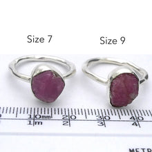 Load image into Gallery viewer, Tourmaline Ring | Pink Rubellite | Unpolished Nugget | 925 Silver | US Size 7.5 | Size 9 | Empower Love | Emotional Clarity | Crystal Heart Australia since 1986