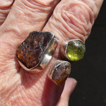 Load image into Gallery viewer, Raw Nugget Gemstone Ring | Orange Garnet Peridot | 925 Sterling Silver | US Size 8 | AUS P1/2 | Genuine Gems from Crystal Heart Melbourne Australia est 1986