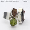 Raw Nugget Gemstone Ring | Orange Garnet Peridot | 925 Sterling Silver | US Size 8 | AUS P1/2 | Genuine Gems from Crystal Heart Melbourne Australia est 1986