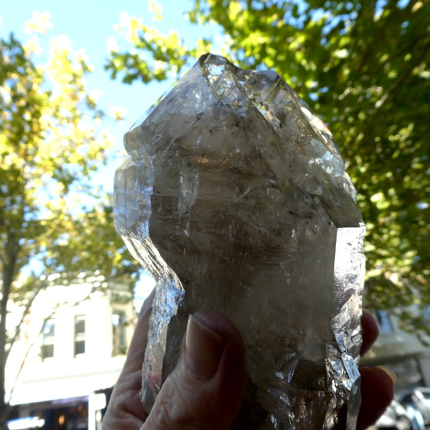 Large  Elestial  Point | Cut Base Generator | Skeletal | Mellow Smoky | Celestial Shaman Stone | Genuine gems from Crystal Heart Australia since 1986