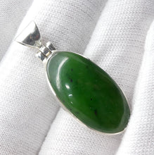 Load image into Gallery viewer, Nephrite Jade Pendant | Oval Cabochon | 925 Sterling Silver | Good colour and Translucency | Refined Heart Energy | Genuine Gems from Crystal Heart Melbourne Australia since 1986