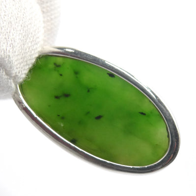 Nephrite Jade Pendant | Oval Cabochon | 925 Sterling Silver | Good colour and Translucency | Refined Heart Energy | Genuine Gems from Crystal Heart Melbourne Australia since 1986