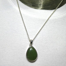 Load image into Gallery viewer, Nephrite Jade Pendant | Teardrop Cabochon | 925  Silver | Translucency | Refined Heart Energy | Harmony | Health | Crystal Heart Melbourne Australia since 1986
