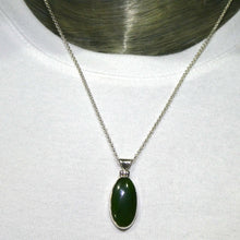 Load image into Gallery viewer, Nephrite Jade Pendant | Oval Cabochon | 925 Sterling Silver | Good colour and Translucency | Refined Heart Energy | Genuine Gems from Crystal Heart Melbourne Australia since 1986