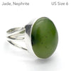 Nephrite Jade Ring | Oval Cabochon | 925 Sterling Silver | Refined Heart Energy | US Ring Size 6 | Aus L1/2 | Crystal Heart Melbourne Australia est 1986