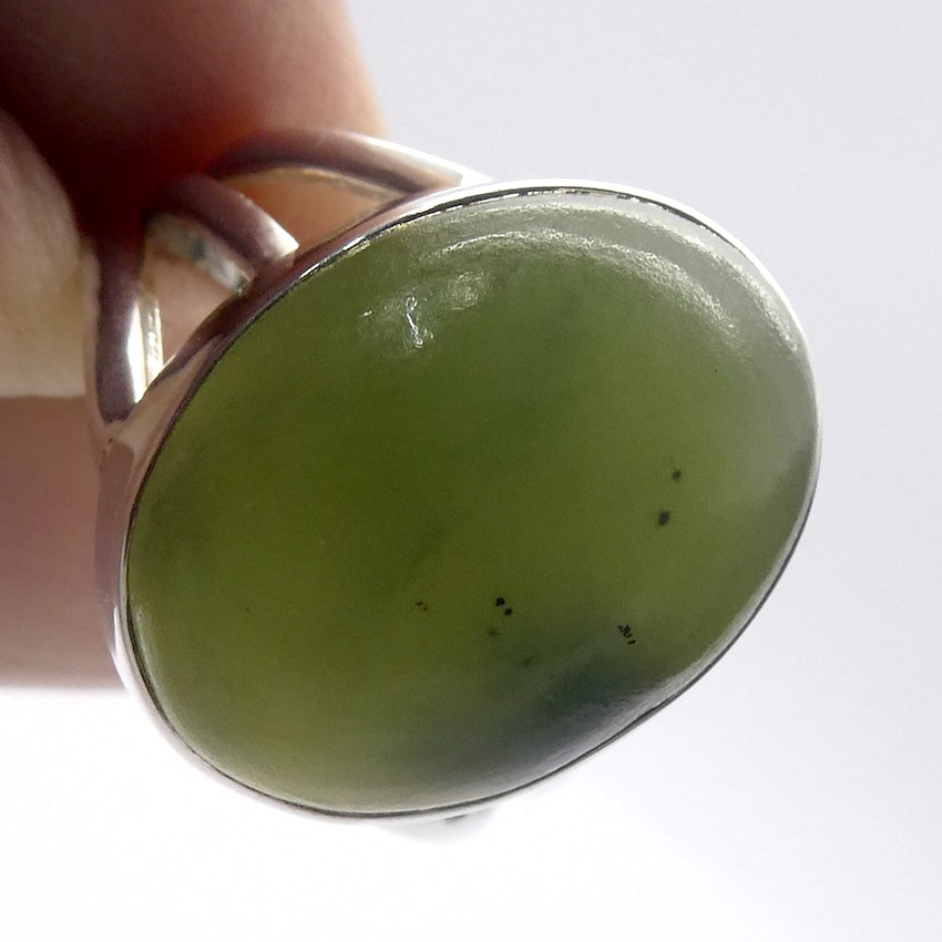 Nephrite Jade Ring | Oval Cabochon | 925 Sterling Silver | Refined Heart Energy | US Ring Size 6 | Aus L1/2 | Crystal Heart Melbourne Australia est 1986