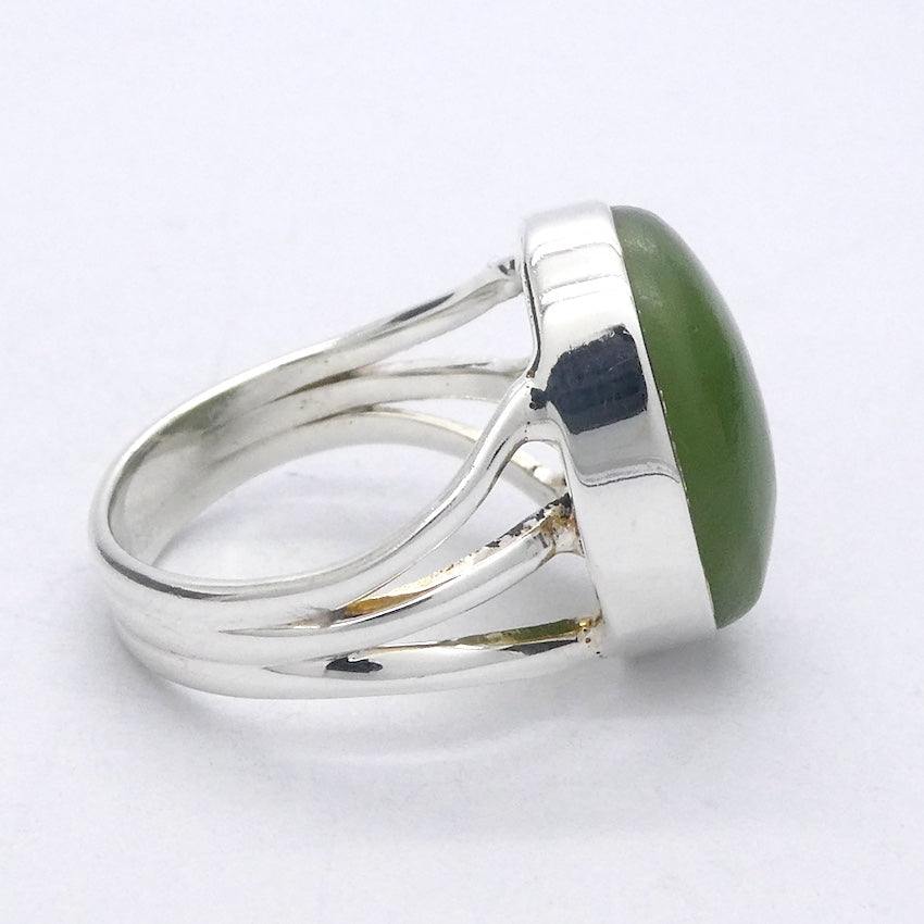 Nephrite Jade Ring | Oval Cabochon | 925 Sterling Silver | Refined Heart Energy | US Ring Size 6 | Aus L1/2 | Crystal Heart Melbourne Australia est 1986