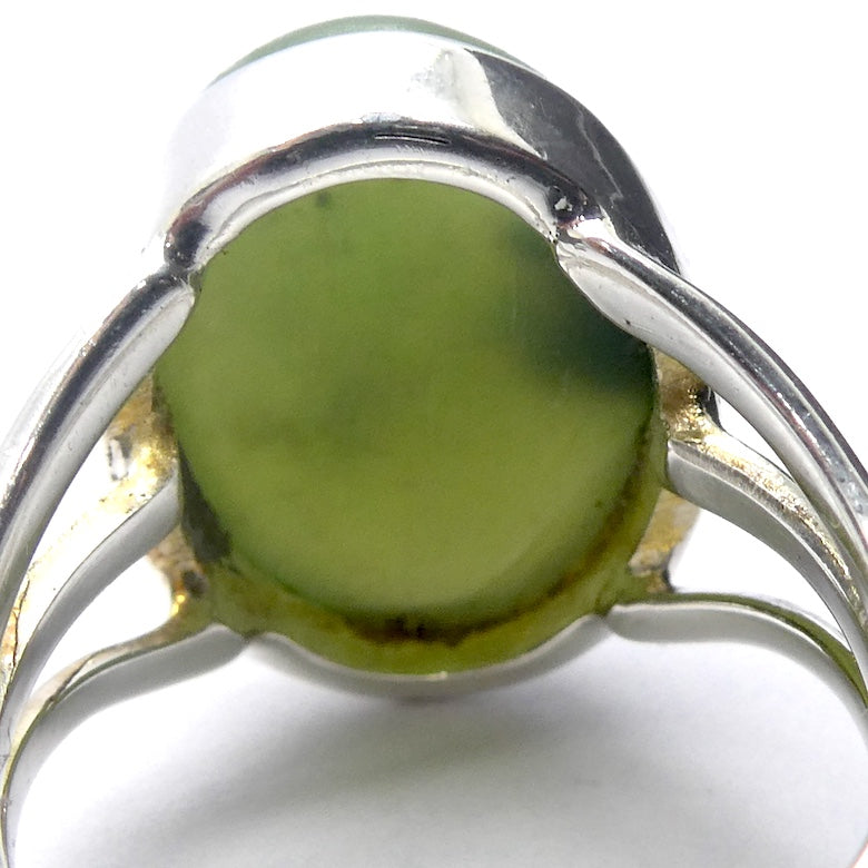 Nephrite Jade Ring | Oval Cabochon | 925 Sterling Silver | Refined Heart Energy | US Ring Size 6 | Aus L1/2 | Crystal Heart Melbourne Australia est 1986
