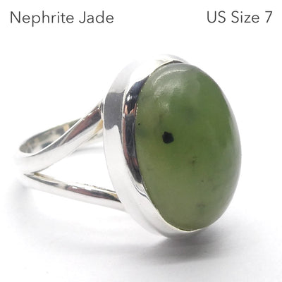 Nephrite Jade Ring | Oval Cabochon | 925 Sterling Silver | US Size 7 | AUS Size N1/2 | Refined Heart Energy | Crystal Heart Melbourne Australia since 1986