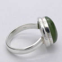Load image into Gallery viewer, Nephrite Jade Ring | Round Cabochon | 925 Sterling Silver | US Size 8.75 | AUS Size R | Refined Heart Energy | Crystal Heart Melbourne Australia since 1986