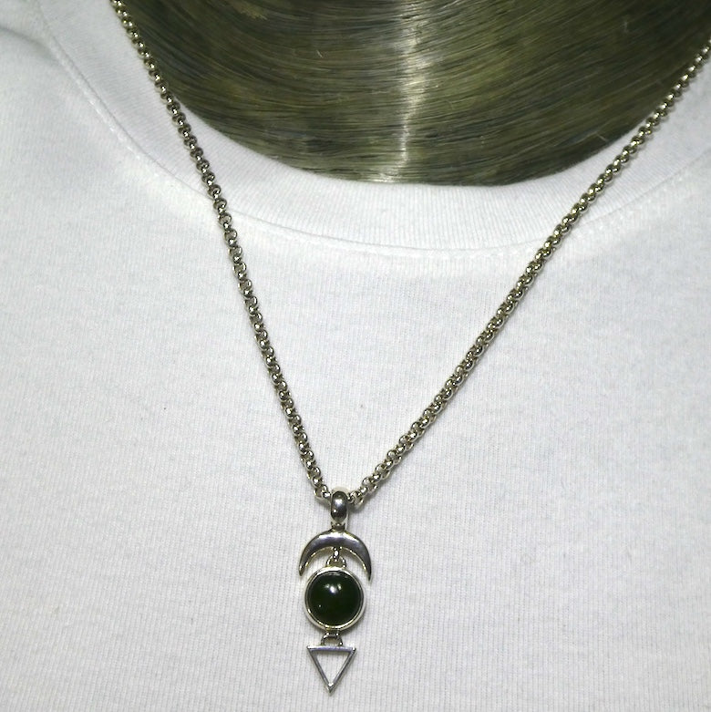 Nephrite Jade Pendant Earring | Dainty Set | 925 Sterling Silver | Good colour and Translucency | Refined Heart Energy | Genuine Gems from Crystal Heart Melbourne Australia since 1986