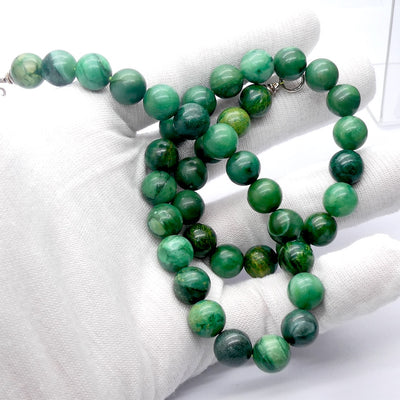 Myanmar Jade Necklace | 10 mm beads by 44 cm long | Sterling Silver Clasp | Strong green| Heart Healing | Crystal Heart Melbourne Australia since 1986