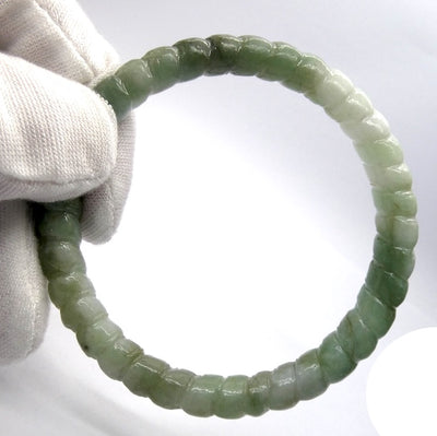  Jade Bangle | Myanmar Jadeite | Carved Green, White | Healthy Heart |  Long Life | Taurus Gemini Libra | Genuine Gems Crystal Heart Melbourne Australia est 986