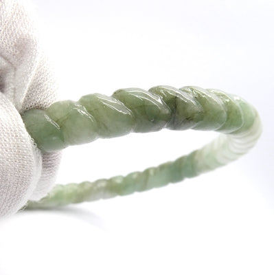  Jade Bangle | Myanmar Jadeite | Carved Green, White | Healthy Heart |  Long Life | Taurus Gemini Libra | Genuine Gems Crystal Heart Melbourne Australia est 986