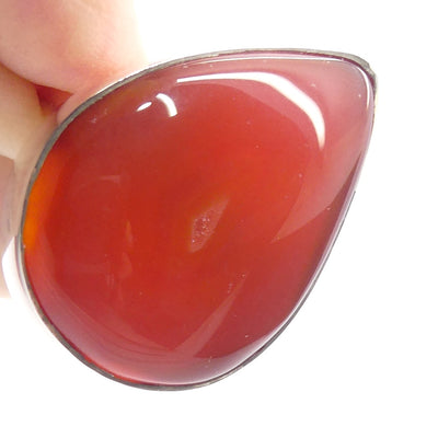 Carnelian Ring | Large Teardrop Cabochon | 925 Sterling Silver | Good Colour & translucency | Creativity Focus | Crystal Heart Melbourne Australia est 1986 |