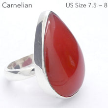 Load image into Gallery viewer, Carnelian Ring | Large Teardrop Cabochon | 925 Sterling Silver | Good Colour &amp; translucency | Creativity Focus | Crystal Heart Melbourne Australia est 1986 |
