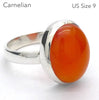 Carnelian Ring | Oval Cabochon | 925 Sterling Silver | US Size 9 | Good Colour & translucency | Creativity Focus | Crystal Heart Melbourne Australia est 1986 |