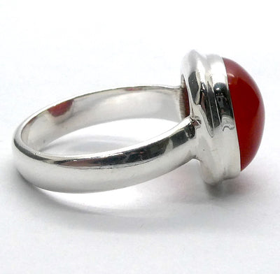 Carnelian Ring | Square Cabochon | 925 Sterling Silver | US Size 7 | Good Colour & translucency | Creativity Focus | Crystal Heart Melbourne Australia est 1986 |