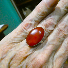 Load image into Gallery viewer, Carnelian Ring | Large Oval Cabochon | 925 Silver | US Size 6 to 8 | Good Colour, translucency | Creativity Focus | Crystal Heart Melbourne Australia est 1986 |