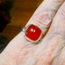 Load image into Gallery viewer, Carnelian Ring | Square Cabochon | 925 Sterling Silver | US Size 7 | Good Colour &amp; translucency | Creativity Focus | Crystal Heart Melbourne Australia est 1986 |