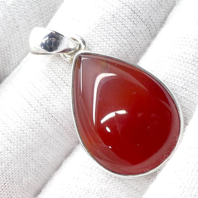 Carnelian Pendant |Teardrop Cabochon | 925 Sterling Silver | Good Colour & translucency | Creativity Focus | Crystal Heart Melbourne Australia est 1986 |