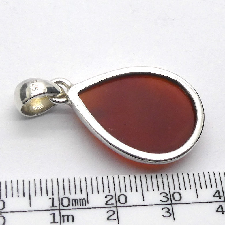 Carnelian Pendant |Teardrop Cabochon | 925 Sterling Silver | Good Colour & translucency | Creativity Focus | Crystal Heart Melbourne Australia est 1986 |