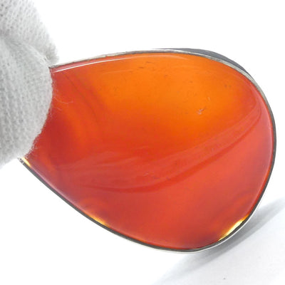 Carnelian Pendant | Teardrop Cabochon | 925 Sterling Silver | Good Colour & translucency | Creativity Focus | Crystal Heart Melbourne Australia est 1986 |