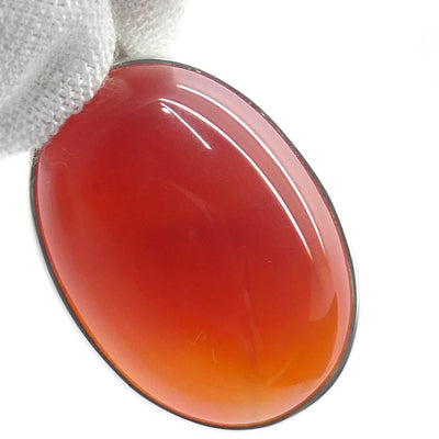 Carnelian Pendant | Oval Cabochon | 925 Sterling Silver | Good Colour & translucency | Creativity Focus | Crystal Heart Melbourne Australia est 1986 |