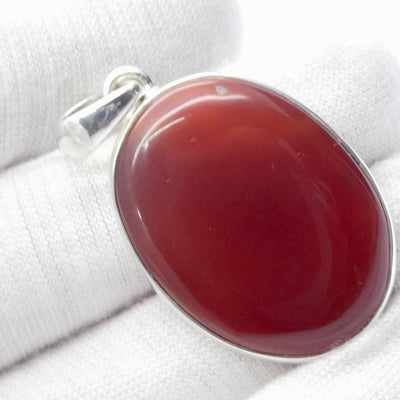 Carnelian Pendant | Oval Cabochon | 925 Sterling Silver | Good Colour & translucency | Creativity Focus | Crystal Heart Melbourne Australia est 1986 |