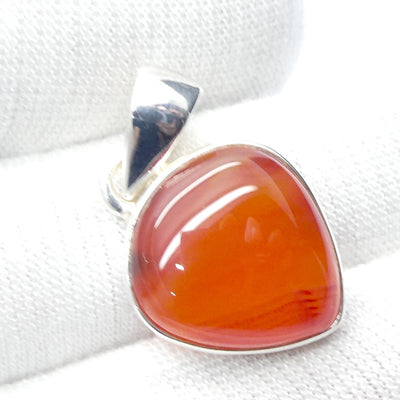 Carnelian Agate Pendant | Heart Cabochon | light banding | 925 Sterling Silver | Good Colour & translucency | Crystal Heart Melbourne Australia est 1986 |