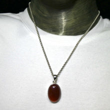 Load image into Gallery viewer, Carnelian Pendant | Oval Cabochon | 925 Sterling Silver | Good Colour &amp; translucency | Creativity Focus | Crystal Heart Melbourne Australia est 1986 |