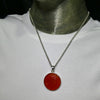 Carnelian Pendant | Large Round Cabochon | Checkerboard cut | 925 Sterling Silver | Good Colour & translucency | Crystal Heart Melbourne Australia est 1986 |